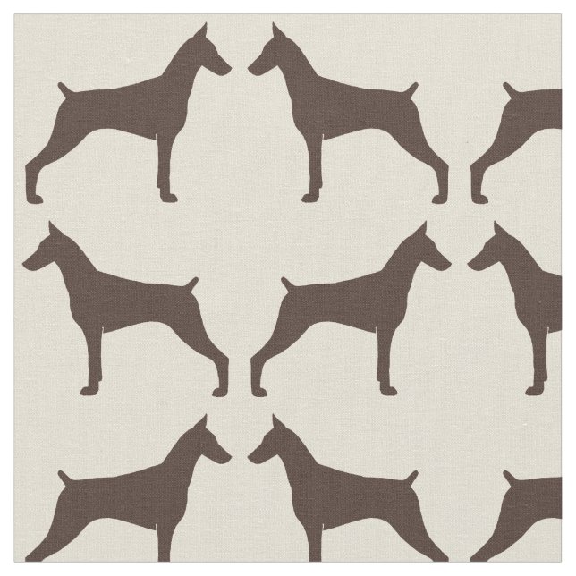 Doberman Pinschers | Dog Silhouettes Patterned Fabric (Close Up)