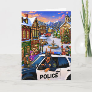Doberman Police Dog Holiday  Card