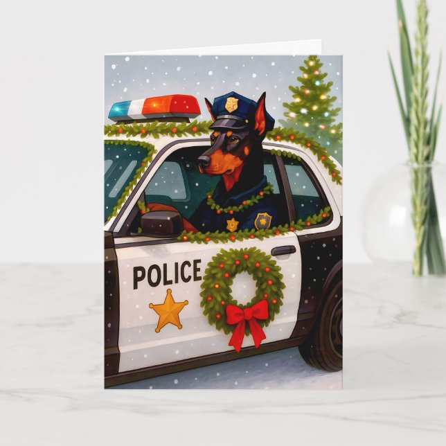 Doberman Police Holiday Card  (Front)