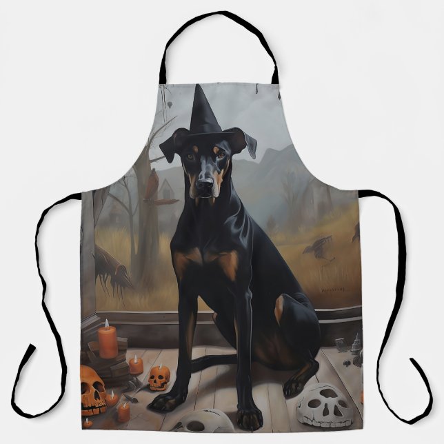 Doberman Pumpkins Halloween Scary Apron (Front)
