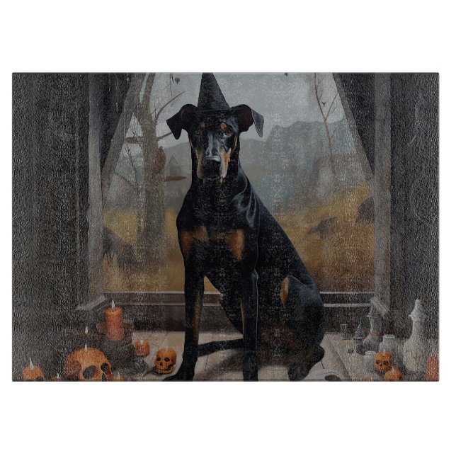 Doberman Pumpkins Halloween Scary Cutting Board (Front)