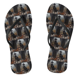 Doberman Pumpkins Halloween Scary Jandals