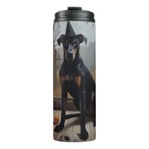 Doberman Pumpkins Halloween Scary Thermal Tumbler