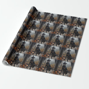 Doberman Pumpkins Halloween Scary Wrapping Paper