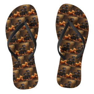 Doberman Puppy Autumn Delight Pumpkin  Jandals