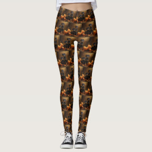Doberman Puppy Autumn Delight Pumpkin Leggings