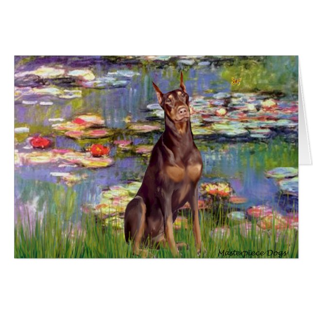 Doberman (red) - Lilies 2 (Front Horizontal)