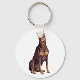 Doberman (red sit) key ring