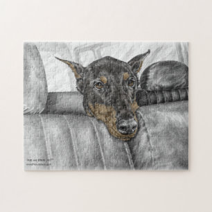 Doberman Riding in Car Jigsaw Puzzle