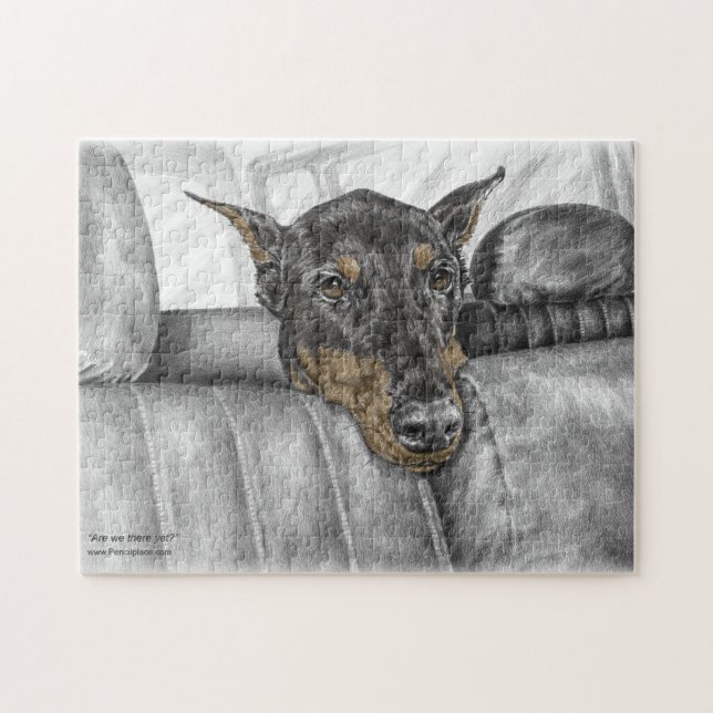 Doberman Riding in Car Jigsaw Puzzle (Horizontal)