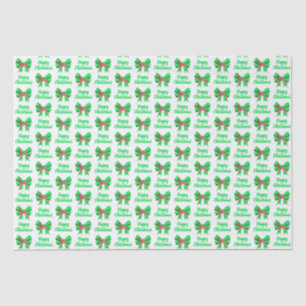 Doberman Silhouette Christmas Dog &Green Bow White Tissue Paper