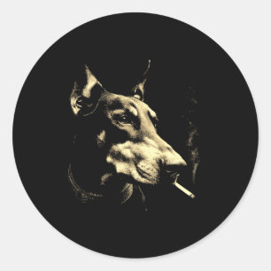 Doberman smoking cigarette grunge vintage meme 90s classic round sticker