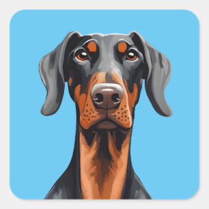 Doberman Square Sticker