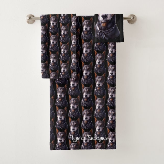 Doberman Towel Set Personalised Doberman Towels (Insitu)