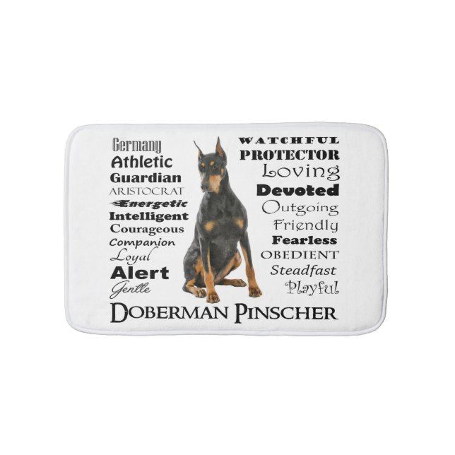 Doberman Traits Bath Mat (Front)