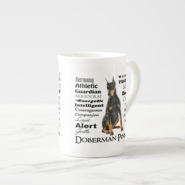 Doberman Traits Bone China Mug (Front Right)