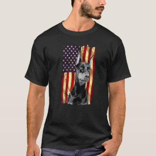 Doberman Us Flag July 4th Patriot Doberman Dog Mum T-Shirt