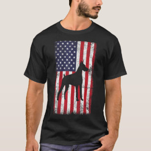 Doberman Vintage American Flag Vintage Retro D T-Shirt