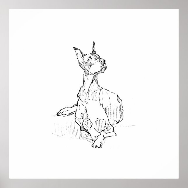Doberman Wall Art – Minimalist Dog Line Drawing (Front)