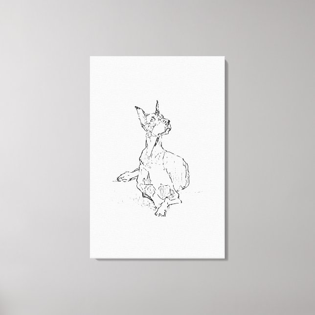 Doberman Wall Art – Minimalist Dog Line Drawing (Front)