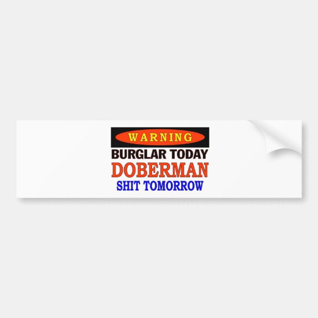 DOBERMAN WARNING BUMPER STICKER (Front)