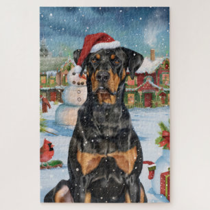 Doberman Winter Wonderland Christmas Joy Jigsaw Puzzle