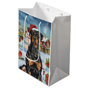 Doberman Winter Wonderland Christmas Joy  Medium Gift Bag