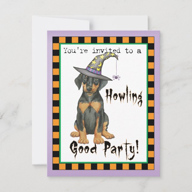 Doberman Witch Invitation (Front)