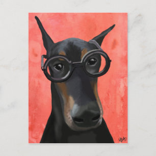 Doberman With Glasses Postcard