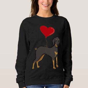 Doberman With Heart Balloon Valentines Day Love Bo Sweatshirt