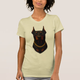 Doberman womens Black and Beige   T-Shirt