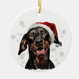 Dobermann Dog Christmas Personalized Ceramic Tree Decoration