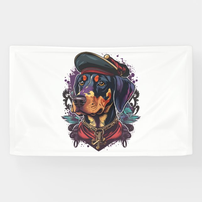 Dobermann Dog Pirate Banner (Horizontal)
