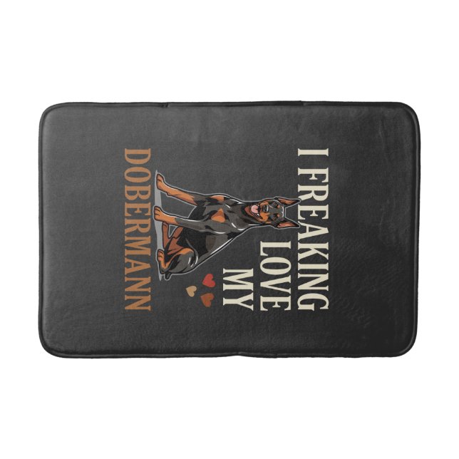 Dobermann Love Dog Lover Bath Mat (Front)