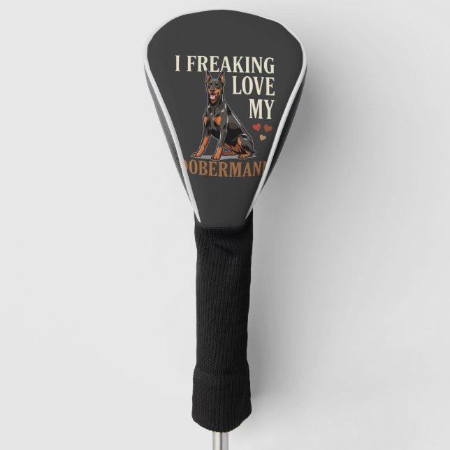 Dobermann Love Dog Lover Golf Head Cover (Front)