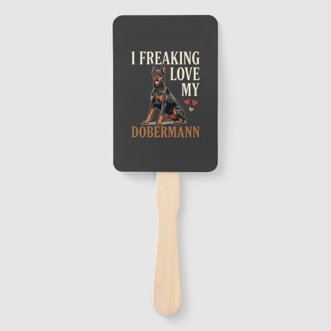 Dobermann Love Dog Lover Hand Fan (Front)