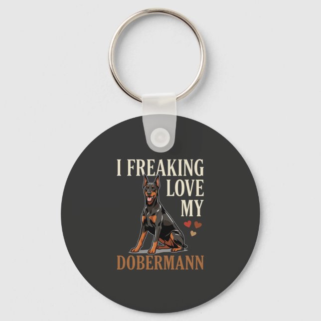Dobermann Love Dog Lover Key Ring (Front)