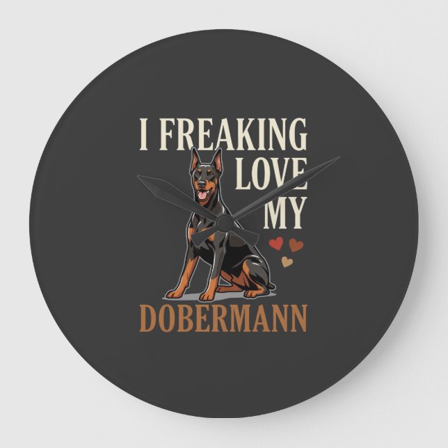 Dobermann Love Dog Lover Large Clock (Front)