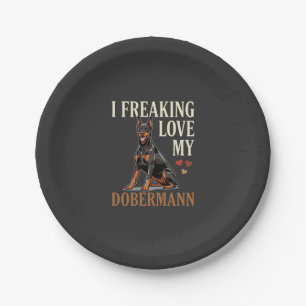 Dobermann Love Dog Lover Paper Plate