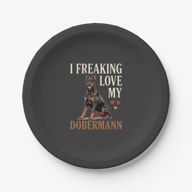 Dobermann Love Dog Lover Paper Plate (Front)