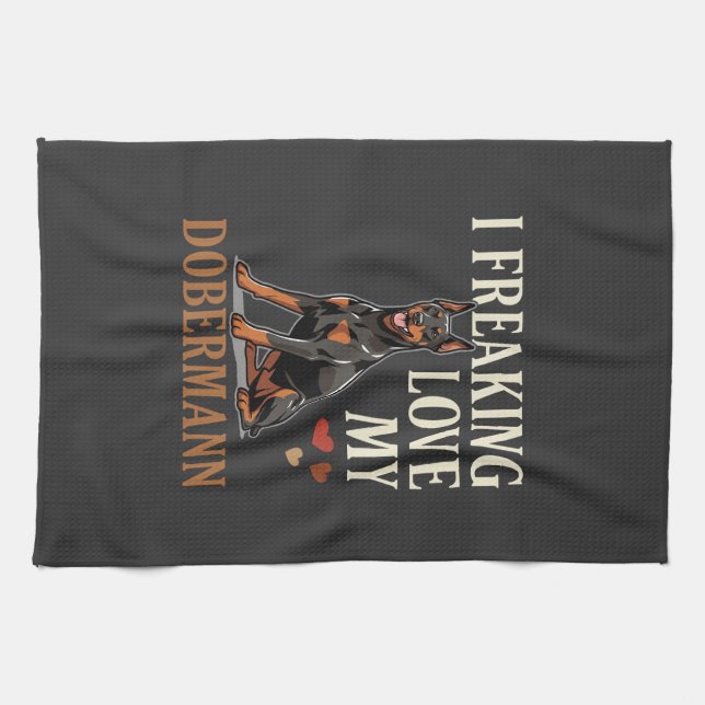 Dobermann Love Dog Lover Tea Towel (Horizontal)