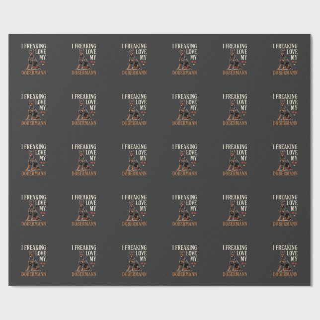 Dobermann Love Dog Lover Wrapping Paper (Flat)