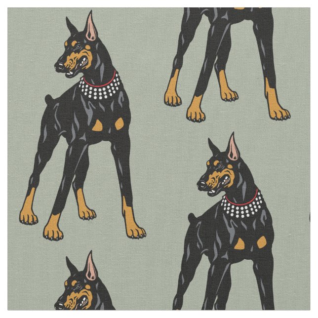  Dobermann or Doberman Pinscher dog Fabric (Close Up)