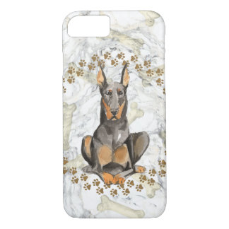 Dobermann Paw Prints and Marble Background Case-Mate iPhone Case