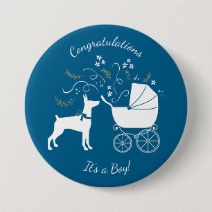 Dobermann Pinscher Baby Shower Puppy Dog Dobie  7.5 Cm Round Badge