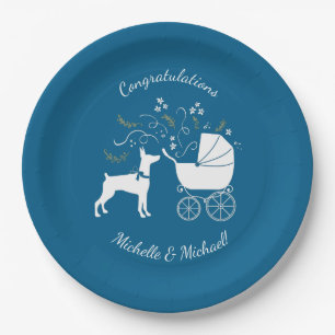 Dobermann Pinscher Baby Shower Puppy Dog Dobie  Paper Plate