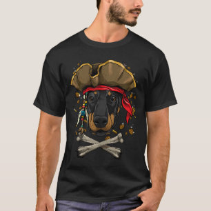 Dobermann Pirate Dog Halloween Jolly Roger T-Shirt
