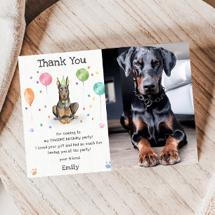 Dobermann Puppy Dog Birthday Thank You Card