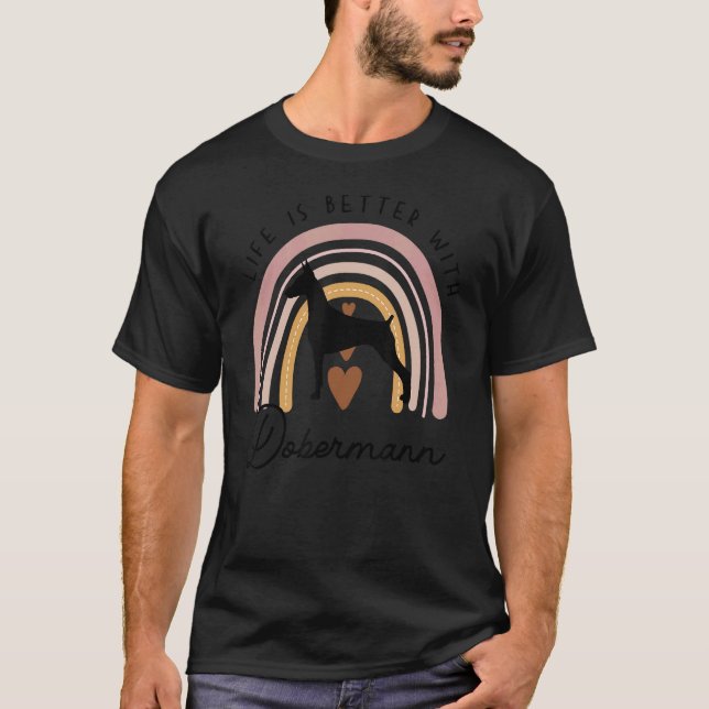 Dobermann Rainbow Dog Mum T-Shirt (Front)