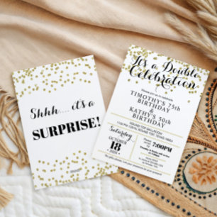 Doble Celebration Confetti Faux Gold Invitation